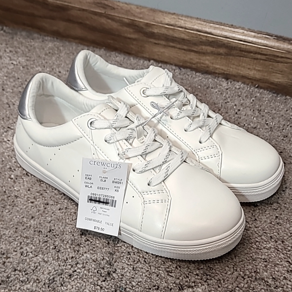 Crewcuts Silver and White Sneakers Sleek Design